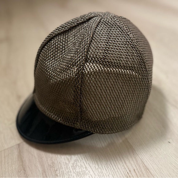 OPHELIE HATS Structured Metallic Mesh Hat w/Patent Brim & Equestrian Edge OSFM